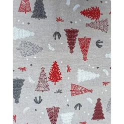 Baumwollstoff mit Weihnachtsmotiven, Weihnachtsstoff, Breite 1,40 m, Meterware, natur rot, grau, weiß