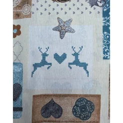 Baumwollstoff mit Weihnachtsmotiven, Weihnachtsstoff, Breite 1,40 m, Meterware, natur,  beige, mint, grau