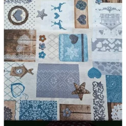 Baumwollstoff mit Weihnachtsmotiven, Weihnachtsstoff, Breite 1,40 m, Meterware, natur,  beige, mint, grau