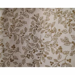 Baumwollstoff natur mit Mistel in Gold,Weihnachtsstoff, Meterware, Winterstoff, Breite 1,40 m, 100% Baumwolle