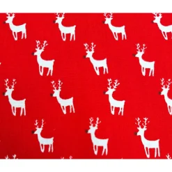 Baumwollstoff, rot, Rentier red nose, natur,Weihnachtsstoff, Meterware, Winterstoff, Breite 1,40 m, 100% Baumwolle