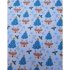 Baumwollstoff, Weihnachtsstoff, Tannenbaum, Rentier, Breite 1,40 m, Meterware, natur, mint