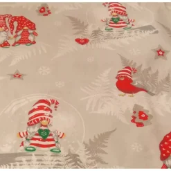 Baumwollstoff, Wichtel, Grau - Rot, Weihnachten, Advent, 160 cm breit