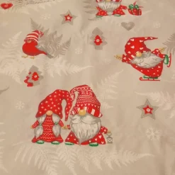Baumwollstoff, Wichtel, Grau - Rot, Weihnachten, Advent, 160 cm breit