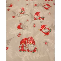 Baumwollstoff, Wichtel, Grau - Rot, Weihnachten, Advent, 160 cm breit