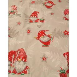 Baumwollstoff, Wichtel, Grau - Rot, Weihnachten, Advent, 160 cm breit