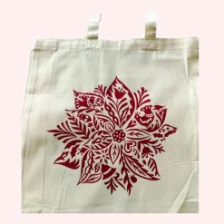 Baumwoll-Tasche mit weihnachtlichen Motiven und langen Henkel