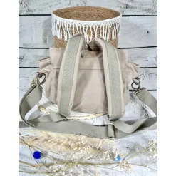 Beiger Kindergartenrucksack Dino Dinosaurier Kindergarten personalisiert individuelles Geschenk