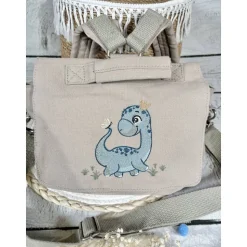 Beiger Kindergartenrucksack Dino Dinosaurier Kindergarten personalisiert individuelles Geschenk