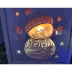 Beleuchteter Bilderrahm mit Weihnachtsmotiv und Farbwechsel.