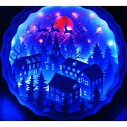 Beleuchteter Bilderrahm mit Weihnachtsmotiv und Farbwechsel.