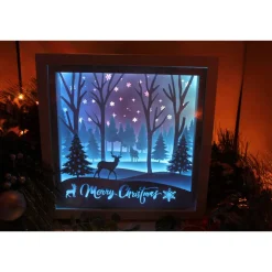 Beleuchteter Bilderrahm mit Weihnachtsmotiv und Farbwechsel.