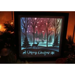 Beleuchteter Bilderrahm mit Weihnachtsmotiv und Farbwechsel.