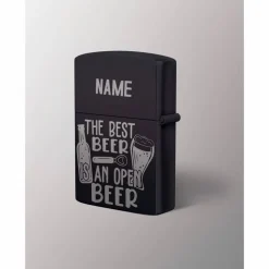 Benzin Metallfeuerzeug mit Gravur "OPEN BEER"