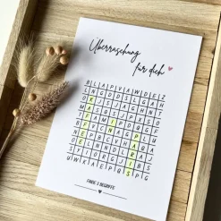 Überraschung Wortsuche | Geschenkkarte personalisierbar | A6