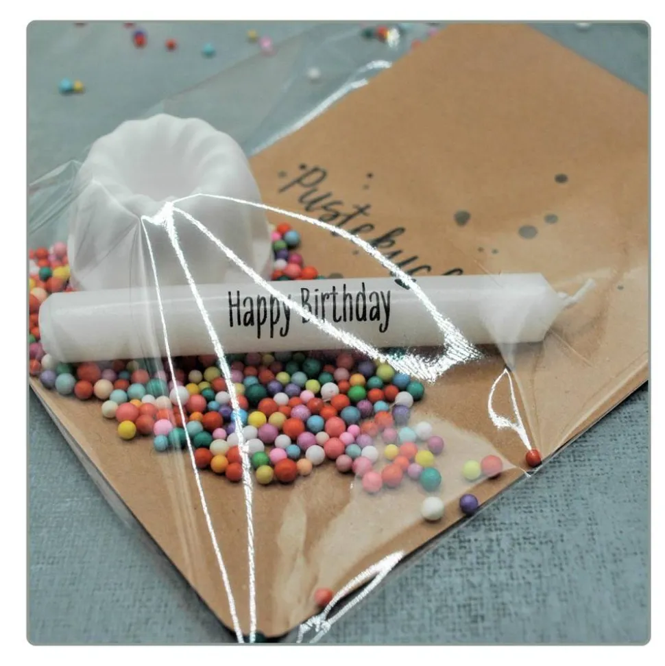 Besondere Geburtstagskarte Pustekuchen, Geburtstag TO GO, Geburtstag in der Tüte
