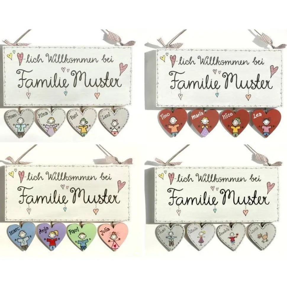 besonderes Geburtstagsgeschenk für Frauen und Männer, Türschild Familie personalisiert mit Namen, exklusives Geschenk zum Geburtstag Haustürschild / Willkommensschild / Holzschild