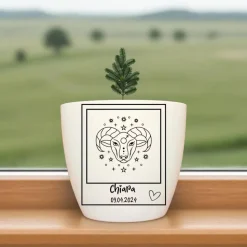 Besonderes Geschenk - Blumentopf graviert - Sternzeichen Widder