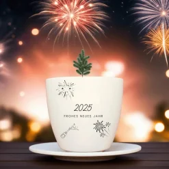 Besonderes Geschenk - Blumentopf graviert - Frohes Neues