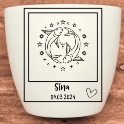 Besonderes Geschenk - Blumentopf graviert - Sternzeichen Fische