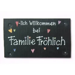 besonderes Hochzeitsgeschenk für das Brautpaar, Türschild aus Schiefer personalisiert mit Name, Geschenk zur Hochzeit, Präsent zum Hochzeitstag, Andenken Jahrestag