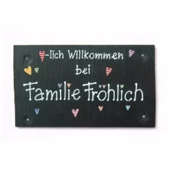 besonderes Hochzeitsgeschenk für das Brautpaar, Türschild aus Schiefer personalisiert mit Name, Geschenk zur Hochzeit, Präsent zum Hochzeitstag, Andenken Jahrestag