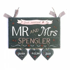 besonderes Hochzeitsgeschenk für das Brautpaar, Schieferschild mit Namen personalisiert, Geschenk zur Hochzeit & Hochzeitstag, Jahrestagsgeschenk