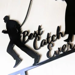Best Catch Ever - Acryl Cake Topper Figuren für Hochzeitstorte | Schwarz Angel Topper | Lustiger Tortenstecker
