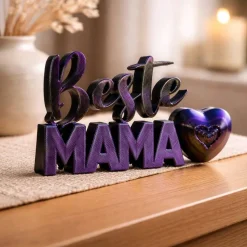 Beste Mama Herzvase Schild – Herzform-Vase mit Botschaft „Beste Mama“ aus PLA