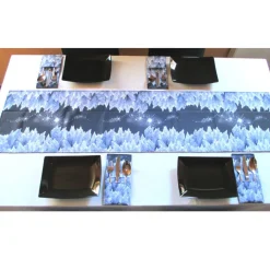 Bestecktaschen 6 Stück & Tischläufer Winter – Tischset & Tischdeko Weihnachten, wasserabweisend, Handarbeit