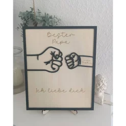 Bester Papa Bester Opa personalisiertes Holzbild Kinder Enkelkinder Fäuste check Vatertag Erinnerungen Herzensbotschaft
