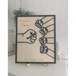 Bester Papa Bester Opa personalisiertes Holzbild Kinder Enkelkinder Fäuste check Vatertag Erinnerungen Herzensbotschaft