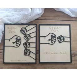 Bester Papa Bester Opa personalisiertes Holzbild Kinder Enkelkinder Fäuste check Vatertag Erinnerungen Herzensbotschaft