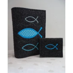 Bestickte Gotteslobhülle aus Filz *Fische *individuell angefertigt