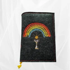 bestickte Hülle für das Gottes - Lob, dunkelgrün-meliert, hochwertiger Filz