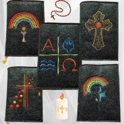 bestickte Hülle für das Gottes - Lob, dunkelgrün-meliert, hochwertiger Filz