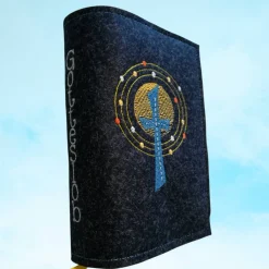 bestickte Hülle für das Gottes - Lob, blau-meliert, hochwertiger Filz