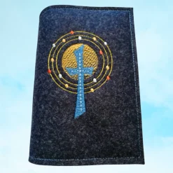 bestickte Hülle für das Gottes - Lob, blau-meliert, hochwertiger Filz