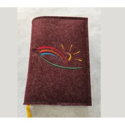 bestickte Hülle für das Gottes - Lob, dunkelrot-meliert, hochwertiger Filz