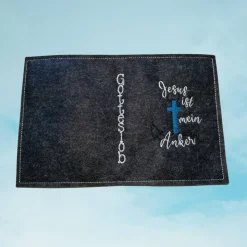 bestickte Hülle für das Gottes - Lob, blau-meliert, hochwertiger Filz