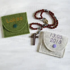 Bestickte Rosenkranztasche aus Filz *Motiv Du bist ein Ton in Gottes Melodie 2 *individuell angefertigt