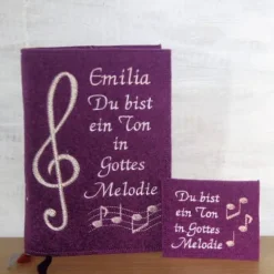 Bestickte Rosenkranztasche aus Filz *Motiv Du bist ein Ton in Gottes Melodie 4 *individuell angefertigt