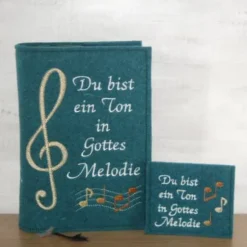 Bestickte Rosenkranztasche aus Filz *Motiv Du bist ein Ton in Gottes Melodie 4 *individuell angefertigt