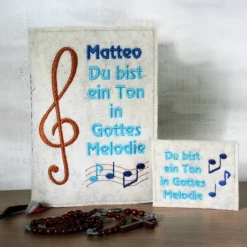 Bestickte Rosenkranztasche aus Filz *Motiv Du bist ein Ton in Gottes Melodie 3 *individuell angefertigt