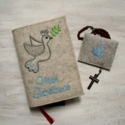 Bestickte Rosenkranztasche aus Filz *Taube *individuell angefertigt