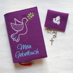 Bestickte Rosenkranztasche aus Filz *Taube *individuell angefertigt