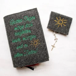 Bestickte Rosenkranztasche aus Filz *Motiv Sonne *individuell angefertigt