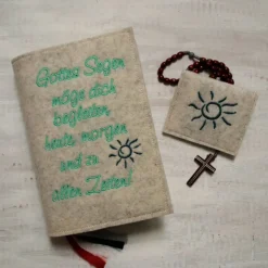 Bestickte Rosenkranztasche aus Filz *Motiv Sonne *individuell angefertigt