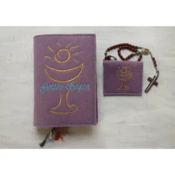 Bestickte Rosenkranztasche aus Filz *Motiv Kelch *individuell angefertigt