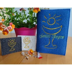 Bestickte Rosenkranztasche aus Filz *Motiv Kelch *individuell angefertigt